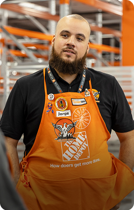 Man in an orange Home Depot apron